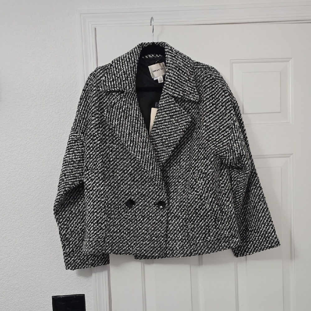 Industry Women's Black and White Tweed Jacket Nwt Sz 4 & 6